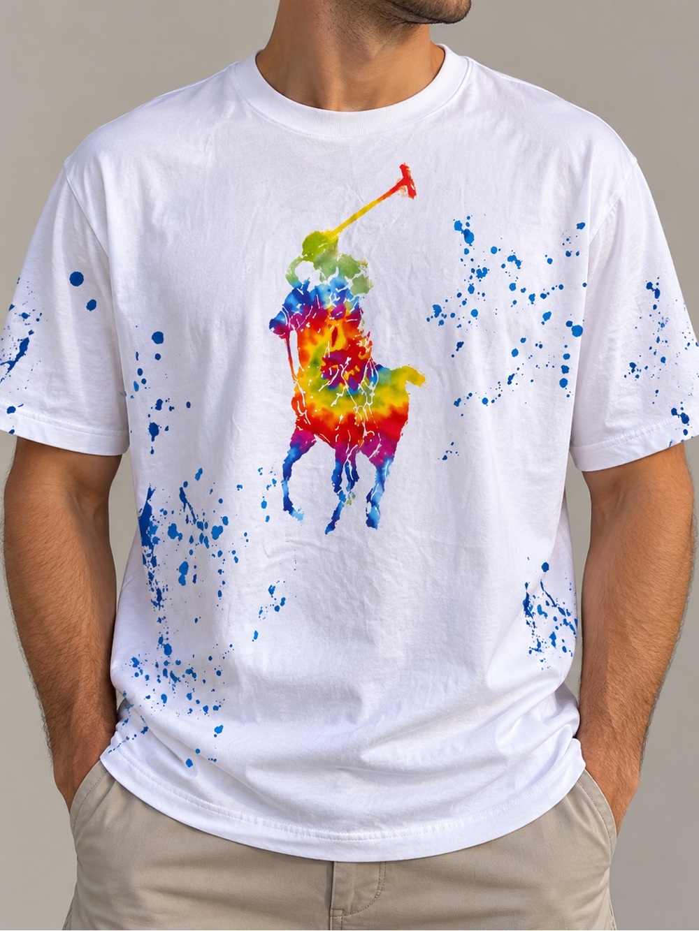 Polo Ralph Lauren Big Pony Paint Splatter T-Shirt Men’s L Classic Fit